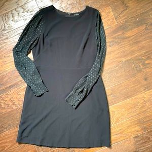 Ann Taylor Beautiful Black Dress With Sheer Shimmery sleeves size 14
